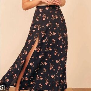 Reformation Floral Black Skirt 0